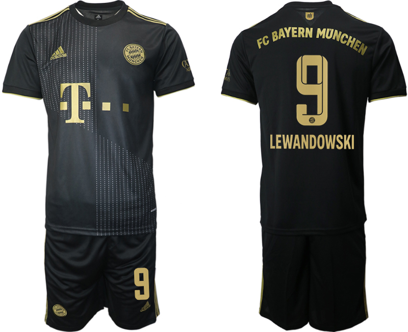Men 2021-2022 Club Bayern Munich away black #9 Adidas Soccer Jersey->bayern munich jersey->Soccer Club Jersey
